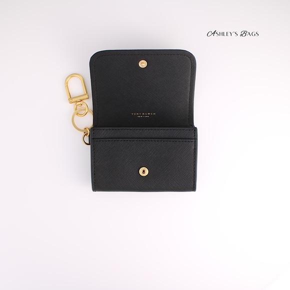 Tory Burch Emerson Printed Zip Card Case Wallet In Black - Picture 3 of 4